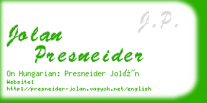 jolan presneider business card